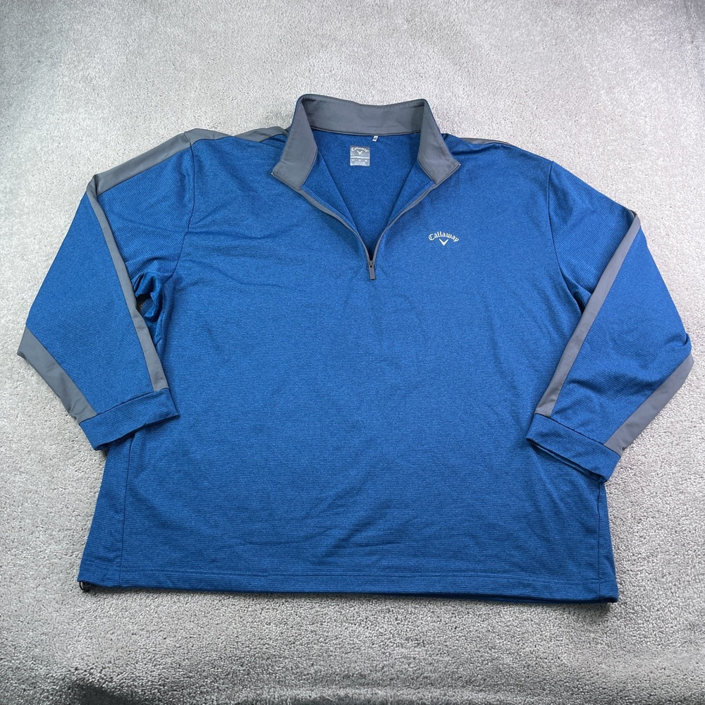 Callaway Golf Sweater Mens 3XL Blue Fleece Quarter Zip Pullover Weather Series